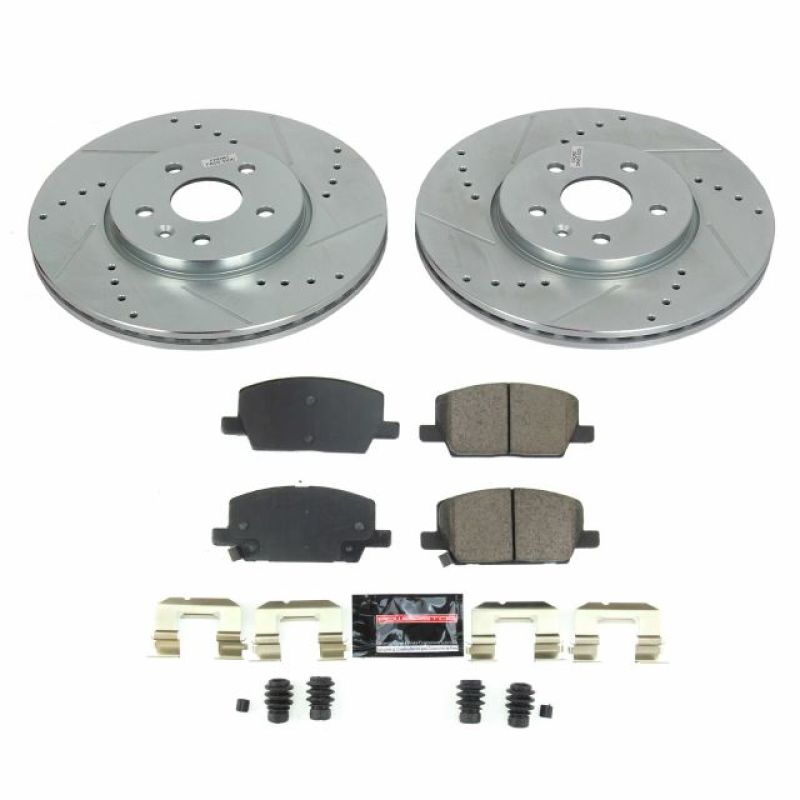 Buick Encore Brake Kit - Front - PowerStop - Z23 Evolution Sport + Drilled & Slotted Rotors + Carbon-Fiber Ceramic Pads - `18-`20
