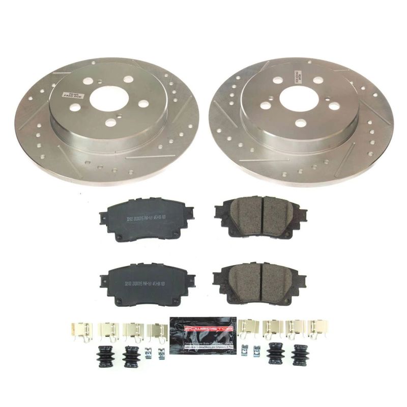 Toyota Corolla Brake Kit - Rear - PowerStop - Drilled & Slotted Rotors + Carbon-Fiber Ceramic Pads - 2019 Toyota Corolla Brake Kit - Rear - PowerStop - Drilled & Slotted Rotors + Carbon-Fiber Ceramic Pads - 2019