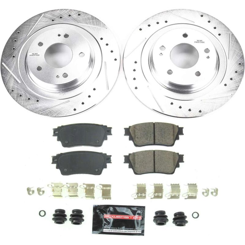 Mitsubishi Eclipse Cross Brake Kit - Rear - PowerStop - Drilled & Slotted Rotors + Carbon-Fiber Ceramic Pads - `18-`20 Mitsubishi Eclipse Cross Brake Kit - Rear - PowerStop - Drilled & Slotted Rotors + Carbon-Fiber Ceramic Pads - `18-`20