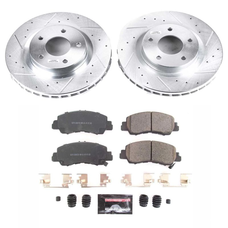 Mitsubishi Eclipse Cross Brake Kit - Front - PowerStop - Drilled & Slotted Rotors + Carbon-Fiber Ceramic Pads - `18-`20 Mitsubishi Eclipse Cross Brake Kit - Front - PowerStop - Drilled & Slotted Rotors + Carbon-Fiber Ceramic Pads - `18-`20
