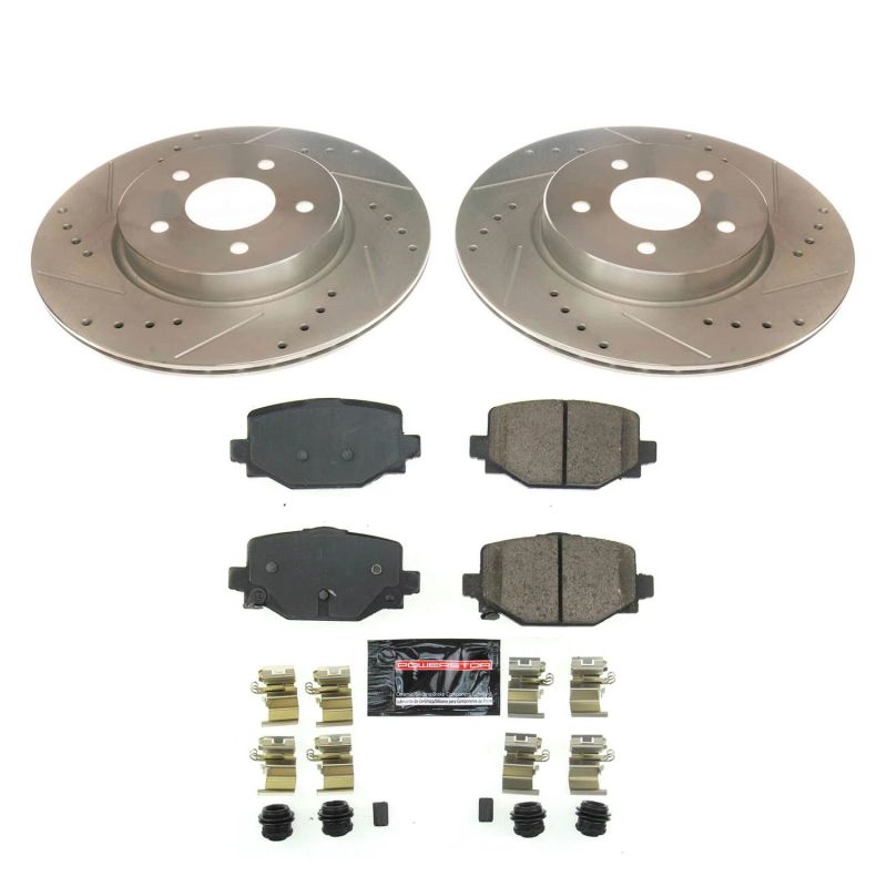Infiniti QX50 Brake Kit - Rear - PowerStop - Drilled & Slotted Rotors + Carbon-Fiber Ceramic Pads - 2019