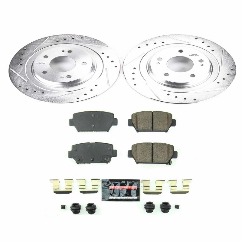 Mitsubishi Eclipse Cross Brake Kit - Rear - PowerStop - Drilled & Slotted Rotors + Carbon-Fiber Ceramic Pads - `18-`20 Mitsubishi Eclipse Cross Brake Kit - Rear - PowerStop - Drilled & Slotted Rotors + Carbon-Fiber Ceramic Pads - `18-`20