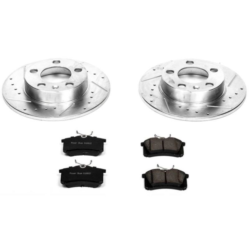 Volkswagen Beetle Brake Kit - Rear - PowerStop - Drilled & Slotted Rotors + Carbon-Fiber Ceramic Pads - `98-`10