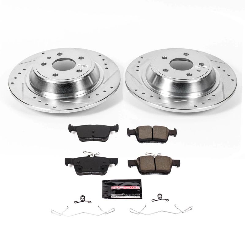 Ford Fusion Brake Kit - Rear - PowerStop - Drilled & Slotted Rotors + Carbon-Fiber Ceramic Pads - 2020 Ford Fusion Brake Kit - Rear - PowerStop - Drilled & Slotted Rotors + Carbon-Fiber Ceramic Pads - 2020