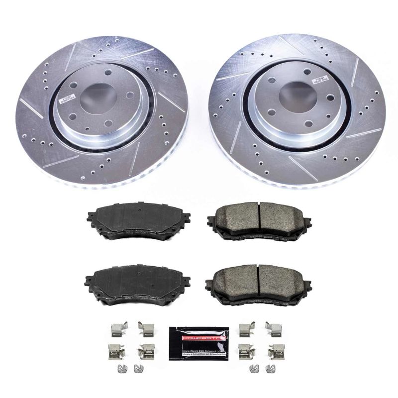 Mazda 6 Brake Kit - Front - PowerStop - Drilled & Slotted Rotors + Carbon-Fiber Ceramic Pads - `19-`20