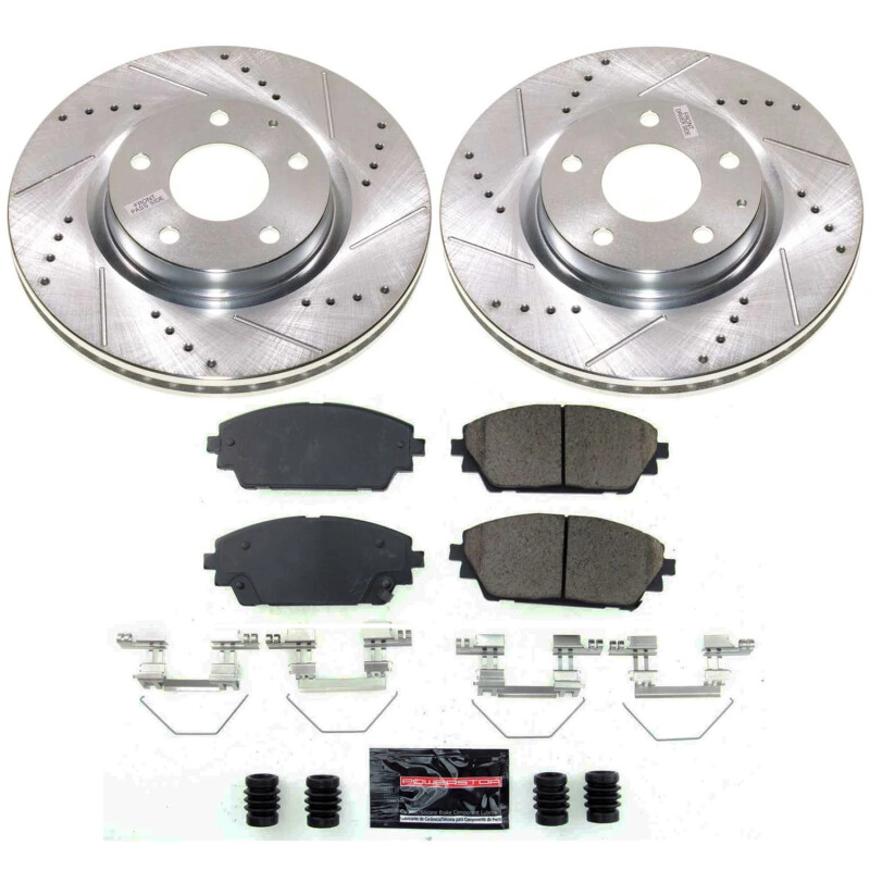 Mazda 3 Brake Kit - Front - PowerStop - Drilled & Slotted Rotors + Carbon-Fiber Ceramic Pads - `19-`23 Mazda 3 Brake Kit - Front - PowerStop - Drilled & Slotted Rotors + Carbon-Fiber Ceramic Pads - `19-`23