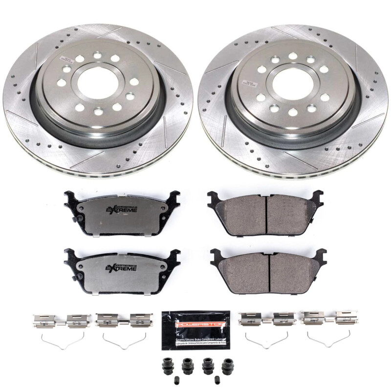 Jeep Grand Wagoneer Brake Kit - Rear - PowerStop - Z36 Truck & Tow, Drilled & Slotted Rotors + Carbon-Fiber Ceramic Pads - `22-`23 Jeep Grand Wagoneer Brake Kit - Rear - PowerStop - Z36 Truck & Tow, Drilled & Slotted Rotors + Carbon-Fiber Ceramic Pads - `22-`23
