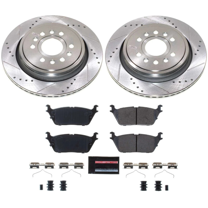Jeep Grand Wagoneer Brake Kit - Rear - PowerStop - Drilled/Slotted Rotors + Carbon-Fiber Ceramic Pads - `22-`23 Jeep Grand Wagoneer Brake Kit - Rear - PowerStop - Drilled/Slotted Rotors + Carbon-Fiber Ceramic Pads - `22-`23