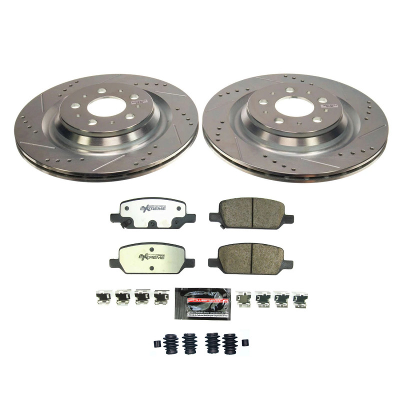 Tesla 3 Brake Kit - Rear - PowerStop - Drilled & Slotted Rotors + Carbon-Fiber Ceramic Pads - `17-`21 Tesla 3 Brake Kit - Rear - PowerStop - Drilled & Slotted Rotors + Carbon-Fiber Ceramic Pads - `17-`21