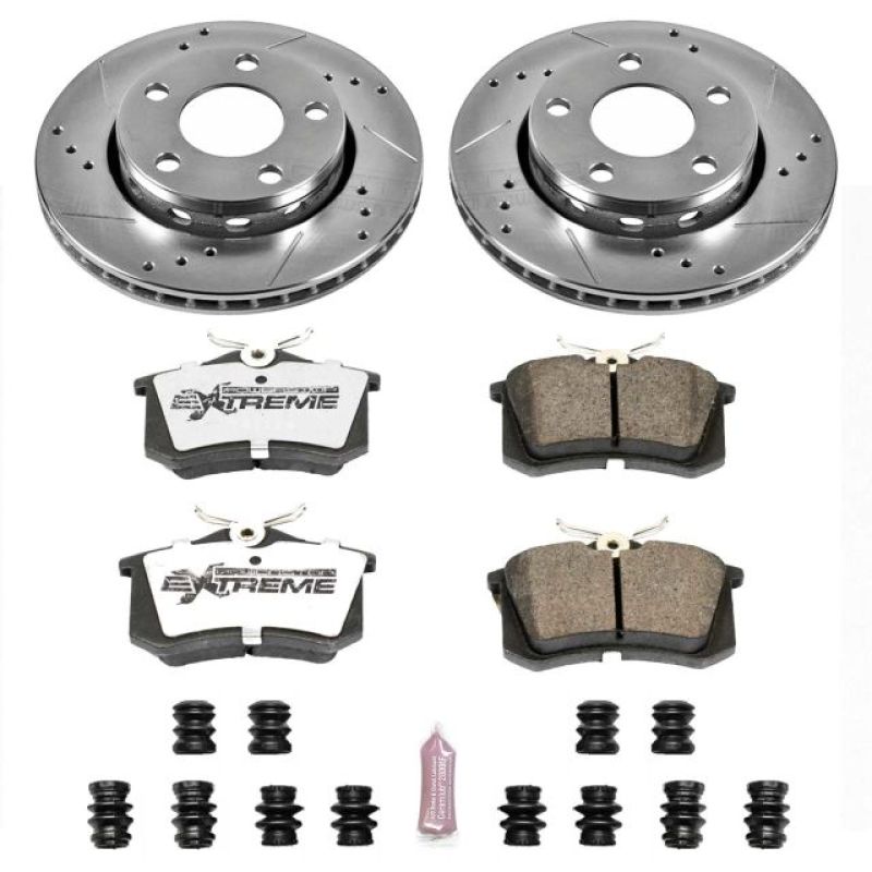 Audi S4 Brake Kit - Rear - PowerStop - Drilled & Slotted Rotors + Carbon-Fiber Ceramic Pads - `00-`02