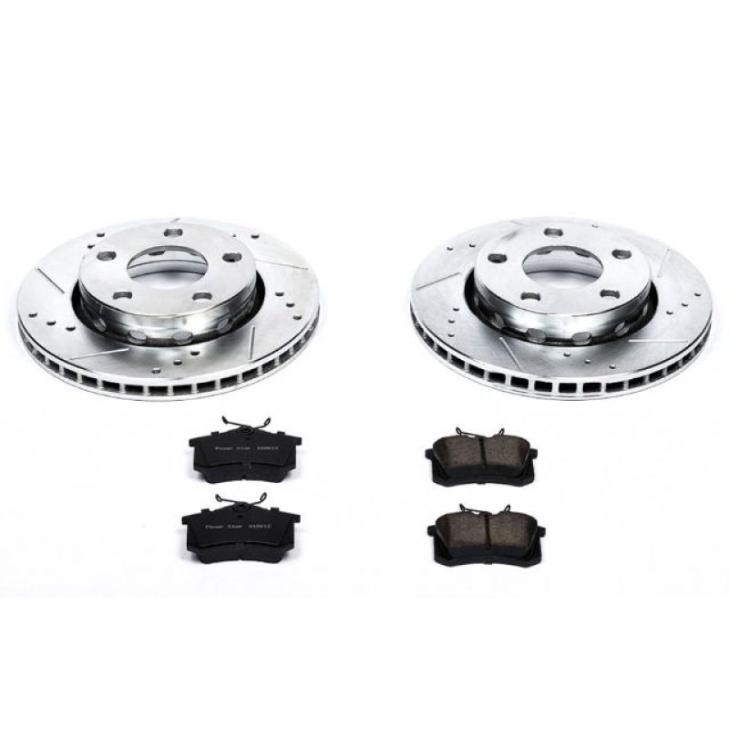 Audi S4 Brake Kit - Rear - PowerStop - Drilled & Slotted Rotors + Carbon-Fiber Ceramic Pads - `00-`02 Audi S4 Brake Kit - Rear - PowerStop - Drilled & Slotted Rotors + Carbon-Fiber Ceramic Pads - `00-`02
