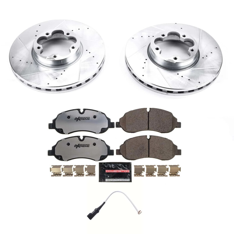 Ford Transit-350 HD Brake Kit - Front - PowerStop - Z36 Truck & Tow, Drilled & Slotted Rotors + Carbon-Fiber Ceramic Pads - `20-`22 Ford Transit-350 HD Brake Kit - Front - PowerStop - Z36 Truck & Tow, Drilled & Slotted Rotors + Carbon-Fiber Ceramic Pads - `20-`22