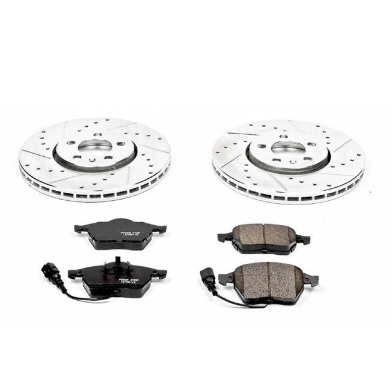 Volkswagen Beetle Brake Kit - Front - PowerStop - Drilled & Slotted Rotors + Carbon-Fiber Ceramic Pads - `99-`10