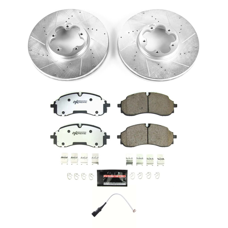 Ford Transit-250 Brake Kit - Front - PowerStop - Drilled & Slotted Rotors + Carbon-Fiber Ceramic Pads - `20-`21 Ford Transit-250 Brake Kit - Front - PowerStop - Drilled & Slotted Rotors + Carbon-Fiber Ceramic Pads - `20-`21