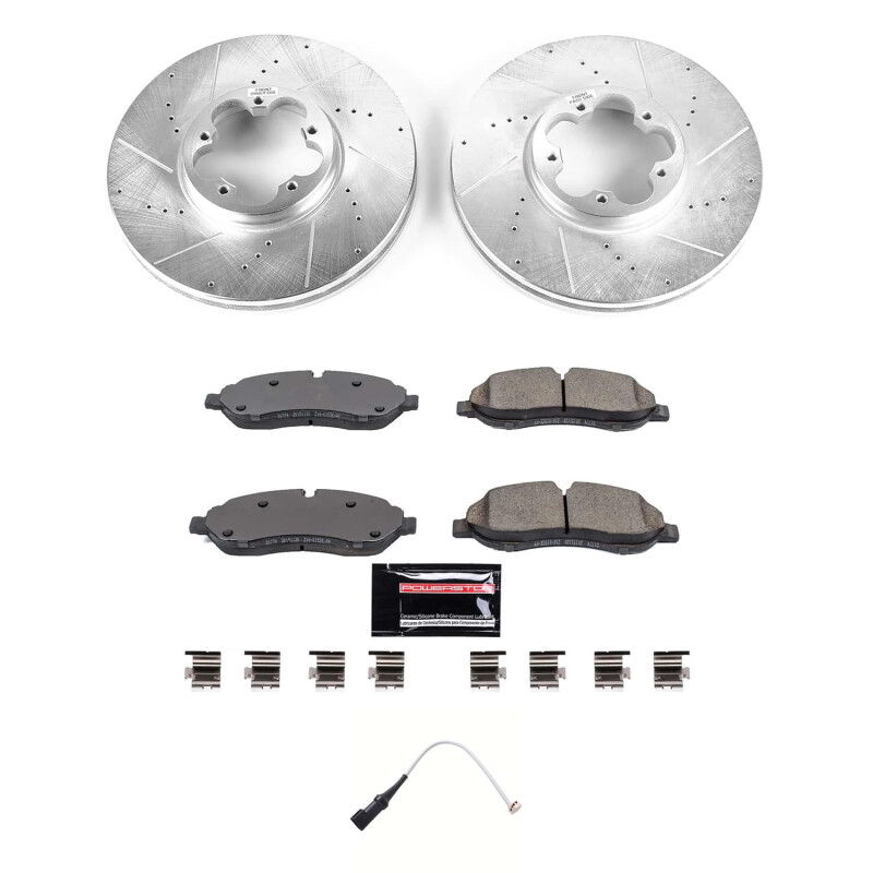 Ford Transit-250 Brake Kit - Front - PowerStop - Drilled & Slotted Rotors + Carbon-Fiber Ceramic Pads - `20-`21 Ford Transit-250 Brake Kit - Front - PowerStop - Drilled & Slotted Rotors + Carbon-Fiber Ceramic Pads - `20-`21