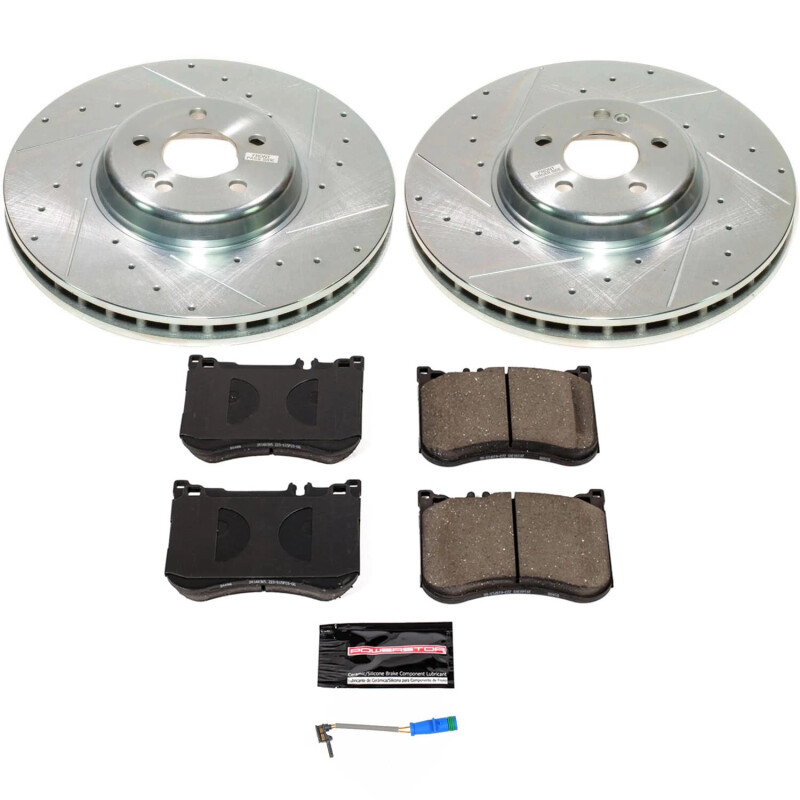 Mercedes-Benz E53 AMG Brake Kit - Front - PowerStop - Drilled & Slotted Rotors + Carbon-Fiber Ceramic Pads - `19-`22 Mercedes-Benz E53 AMG Brake Kit - Front - PowerStop - Drilled & Slotted Rotors + Carbon-Fiber Ceramic Pads - `19-`22