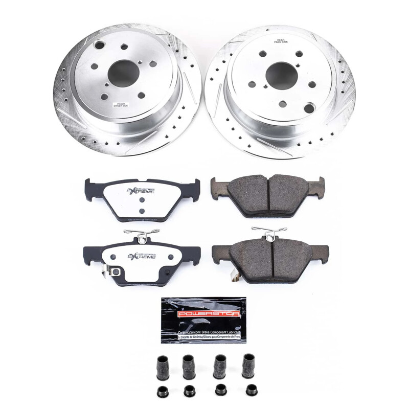 Subaru WRX Brake Kit - Rear - PowerStop - Drilled & Slotted Rotors + Carbon-Fiber Ceramic Pads - 2021 Subaru WRX Brake Kit - Rear - PowerStop - Drilled & Slotted Rotors + Carbon-Fiber Ceramic Pads - 2021
