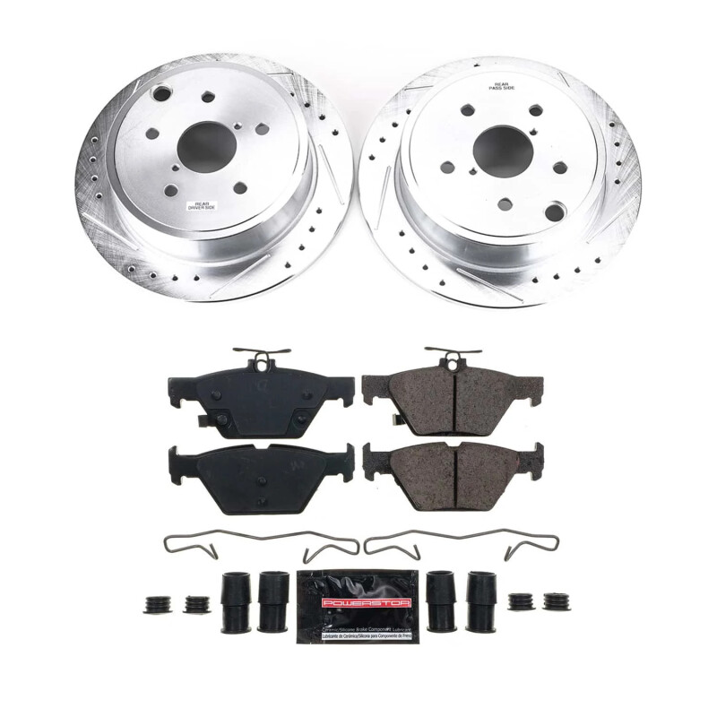 Subaru WRX Brake Kit - Rear - PowerStop - Drilled & Slotted Rotors + Carbon-Fiber Ceramic Pads - 2021 Subaru WRX Brake Kit - Rear - PowerStop - Drilled & Slotted Rotors + Carbon-Fiber Ceramic Pads - 2021