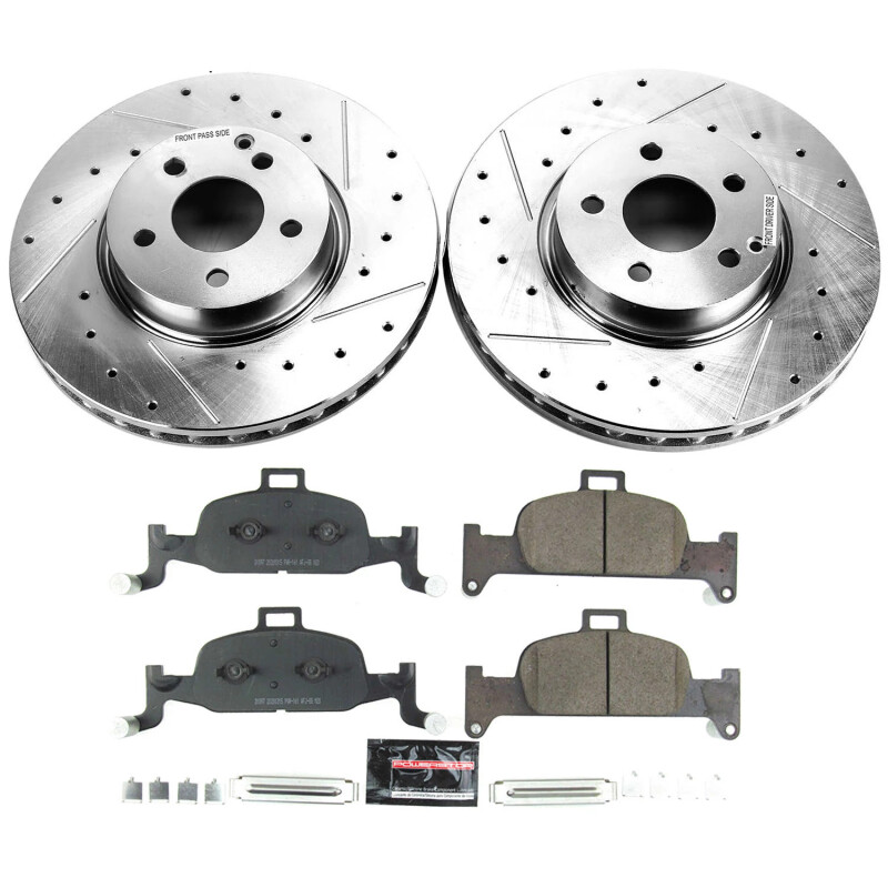 Audi Q5 Sportback Brake Kit - Front - PowerStop - Drilled & Slotted Rotors + Carbon-Fiber Ceramic Pads - 2021 Audi Q5 Sportback Brake Kit - Front - PowerStop - Drilled & Slotted Rotors + Carbon-Fiber Ceramic Pads - 2021