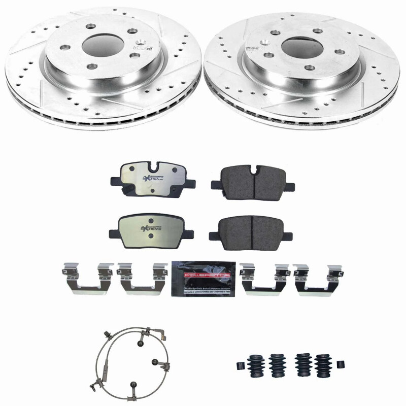 Cadillac CT5 Brake Kit - Rear - PowerStop - Drilled & Slotted Rotors + Carbon-Fiber Ceramic Pads - `20-`21