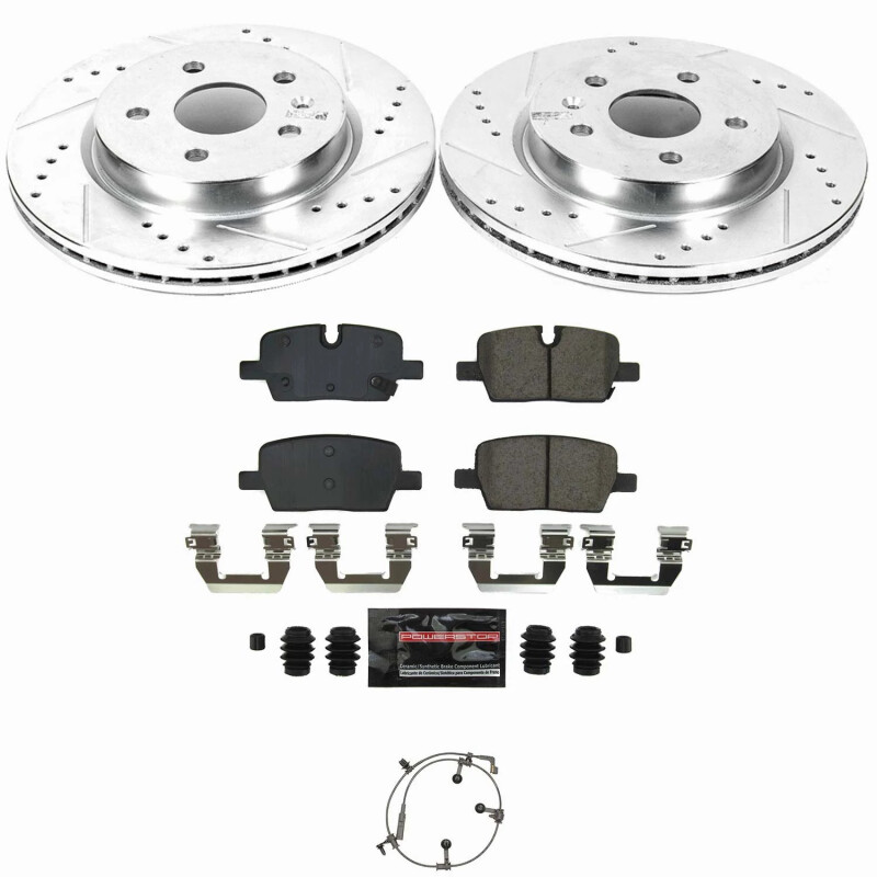 Cadillac CT5 Brake Kit - Rear - PowerStop - Drilled & Slotted Rotors + Carbon-Fiber Ceramic Pads - `20-`21