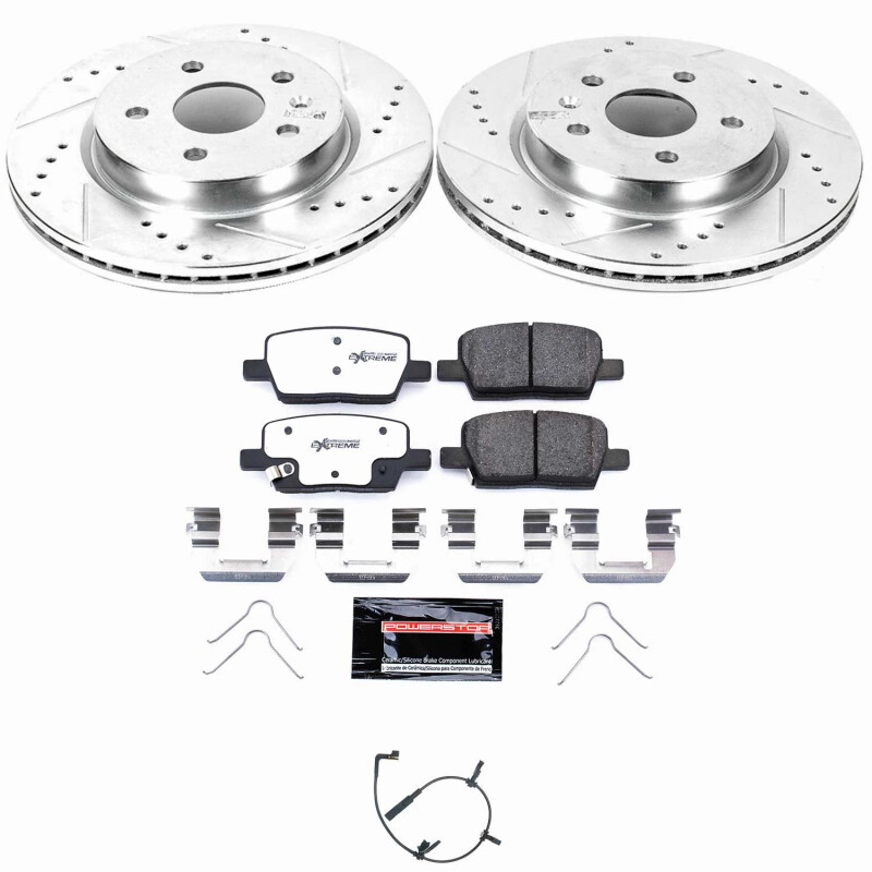 Cadillac CT6 Brake Kit - Rear - PowerStop - Z26 Street Warrior Kit, Drilled & Slotted Rotors + Carbon-Fiber Ceramic Pads - 2020