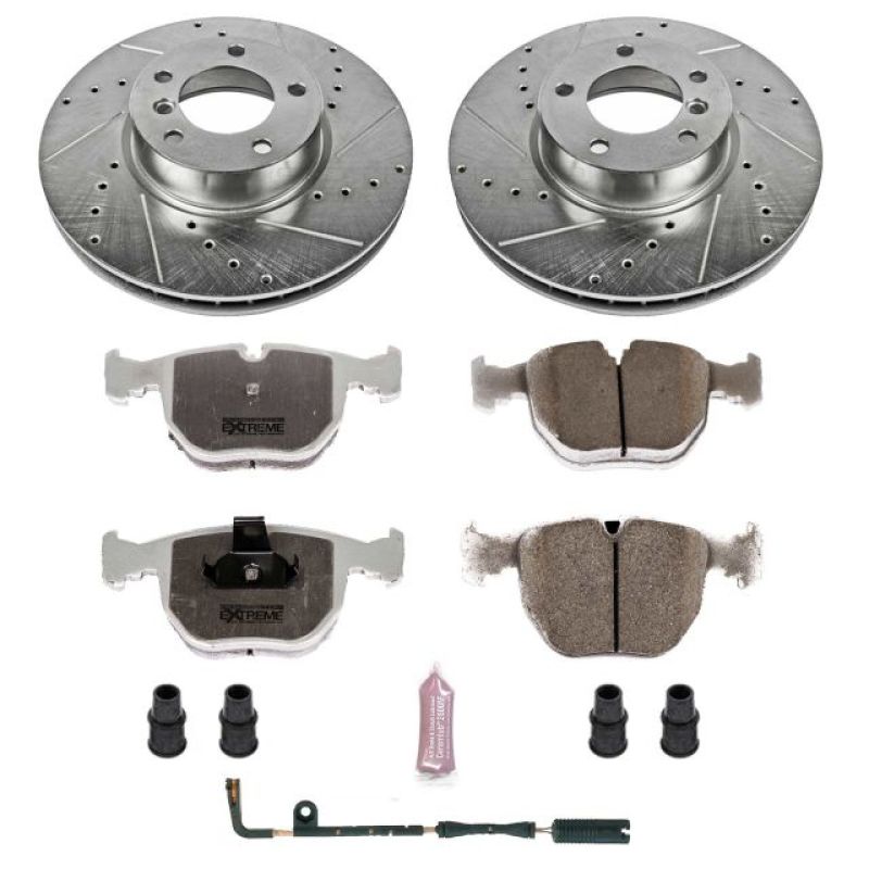 BMW 5 Series Brake Kit - Front - PowerStop - Drilled & Slotted Rotors + Carbon-Fiber Ceramic Pads - `01-`03