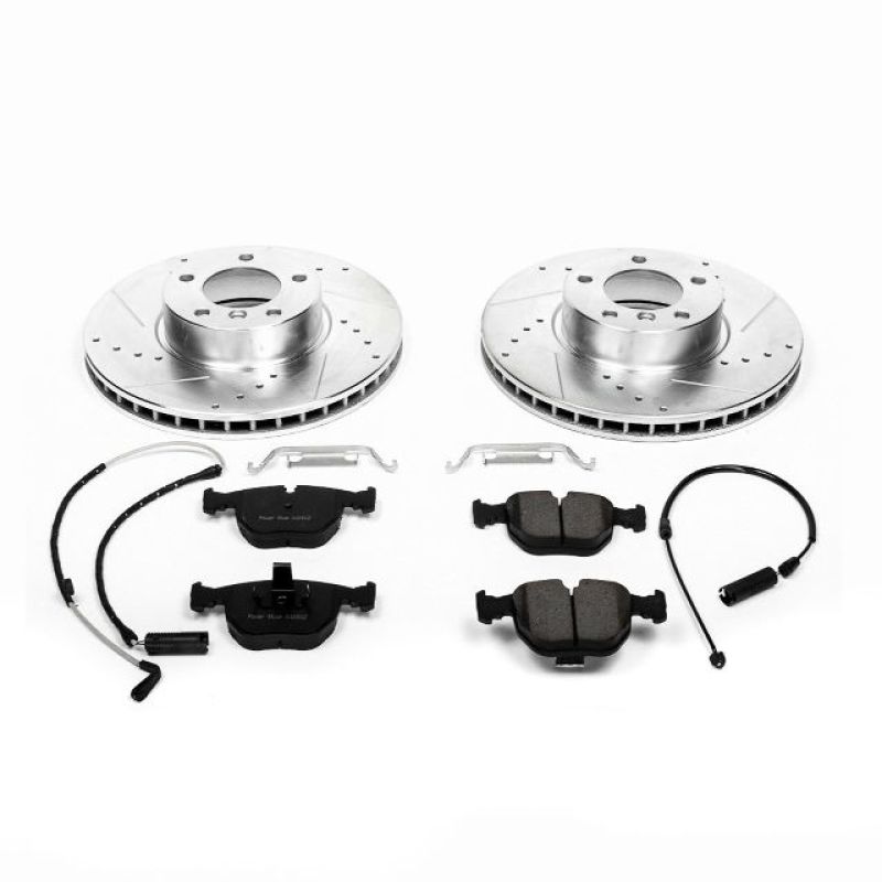 BMW 5 Series Brake Kit - Front - PowerStop - Drilled & Slotted Rotors + Carbon-Fiber Ceramic Pads - `01-`03