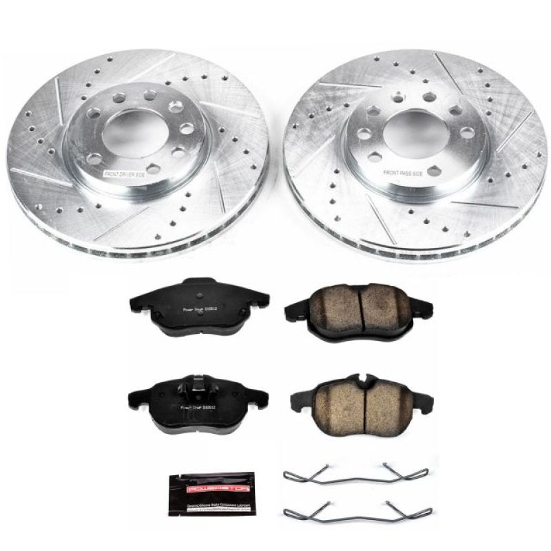 Saab 9-3 Brake Kit - Front - PowerStop - Drilled & Slotted Rotors + Carbon-Fiber Ceramic Pads - `03-`11