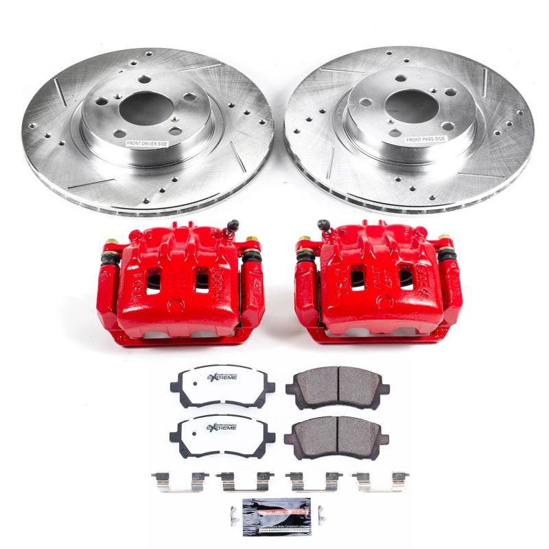 Subaru Legacy Brake Kit - Front - PowerStop - Drilled & Slotted Rotors + Carbon-Fiber Ceramic Pads + Powder Coated Calipers - `97-`02 Subaru Legacy Brake Kit - Front - PowerStop - Drilled & Slotted Rotors + Carbon-Fiber Ceramic Pads + Powder Coated Calipers - `97-`02