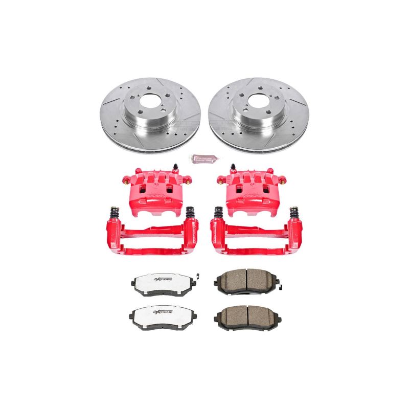 Saab 9-2X Brake Kit - Front - PowerStop - Drilled & Slotted Rotors + Carbon-Fiber Ceramic Pads + Powder Coated Calipers - `05-`06 Saab 9-2X Brake Kit - Front - PowerStop - Drilled & Slotted Rotors + Carbon-Fiber Ceramic Pads + Powder Coated Calipers - `05-`06