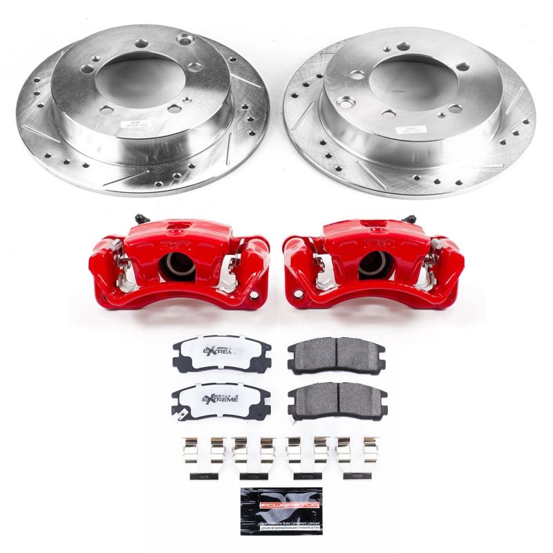 Dodge Stratus Brake Kit - Rear - PowerStop - Drilled & Slotted Rotors + Carbon-Fiber Ceramic Pads + Powder Coated Calipers - `01-`05 Dodge Stratus Brake Kit - Rear - PowerStop - Drilled & Slotted Rotors + Carbon-Fiber Ceramic Pads + Powder Coated Calipers - `01-`05