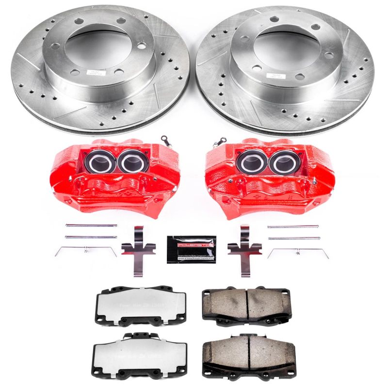 Toyota 4Runner Brake Kit - Front - PowerStop - Drilled & Slotted Rotors + Carbon-Fiber Ceramic Pads + Powder Coated Calipers - Red - `95-`02 Toyota 4Runner Brake Kit - Front - PowerStop - Drilled & Slotted Rotors + Carbon-Fiber Ceramic Pads + Powder Coated Calipers - Red - `95-`02