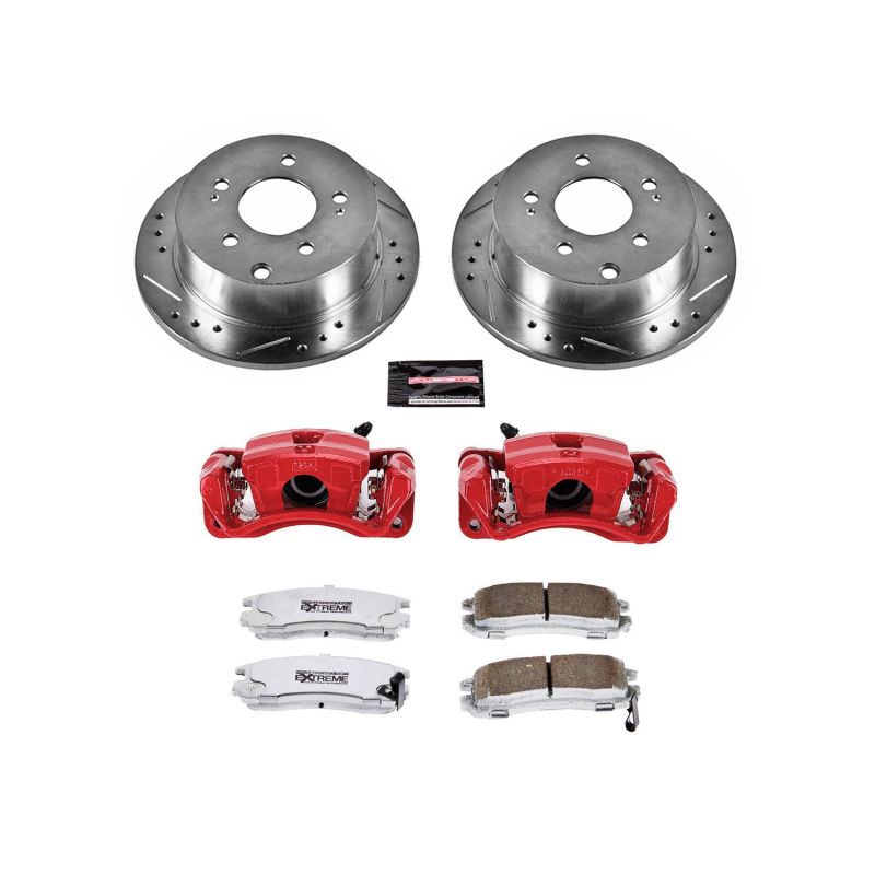 Mitsubishi Eclipse Brake Kit - Rear - PowerStop - Drilled & Slotted Rotors + Carbon-Fiber Ceramic Pads + Powder Coated Calipers - `06-`12 Mitsubishi Eclipse Brake Kit - Rear - PowerStop - Drilled & Slotted Rotors + Carbon-Fiber Ceramic Pads + Powder Coated Calipers - `06-`12