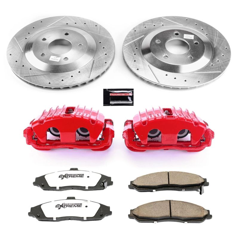 Chevrolet Corvette Brake Kit - Front - PowerStop - Drilled & Slotted Rotors + Carbon-Fiber Ceramic Pads + Powder Coated Calipers - `97-`04 Chevrolet Corvette Brake Kit - Front - PowerStop - Drilled & Slotted Rotors + Carbon-Fiber Ceramic Pads + Powder Coated Calipers - `97-`04
