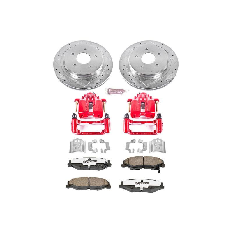 Cadillac XLR Brake Kit - Rear - PowerStop - Drilled & Slotted Rotors + Carbon-Fiber Ceramic Pads + Powder Coated Calipers - `04-`09 Cadillac XLR Brake Kit - Rear - PowerStop - Drilled & Slotted Rotors + Carbon-Fiber Ceramic Pads + Powder Coated Calipers - `04-`09