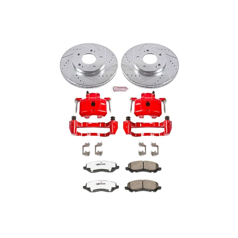 Chrysler Sebring Brake Kit - Front - PowerStop - Drilled & Slotted Rotors + Carbon-Fiber Ceramic Pads + Powder Coated Calipers - `01-`02 Chrysler Sebring Brake Kit - Front - PowerStop - Drilled & Slotted Rotors + Carbon-Fiber Ceramic Pads + Powder Coated Calipers - `01-`02