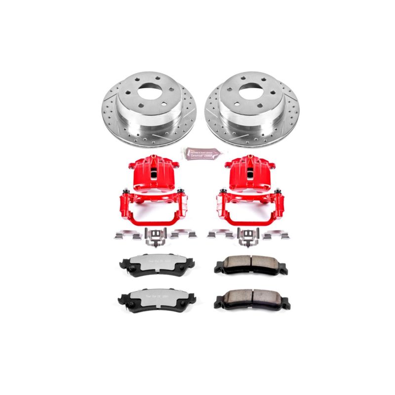 Chevrolet Astro Brake Kit - Rear - PowerStop - Drilled & Slotted Rotors + Carbon-Fiber Ceramic Pads + Powder Coated Calipers - Red - `03-`05