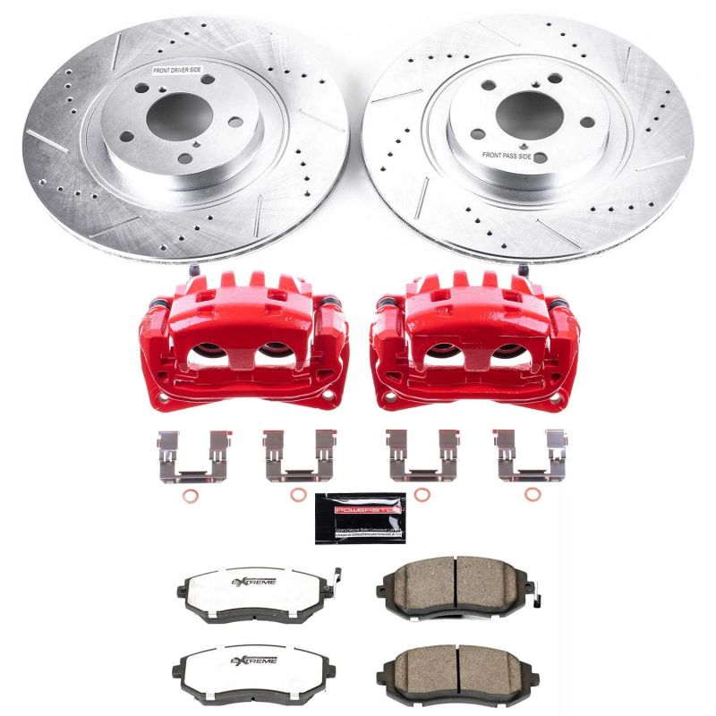 Subaru Baja Brake Kit - Front - PowerStop - Drilled & Slotted Rotors + Carbon-Fiber Ceramic Pads + Powder Coated Calipers - `04-`06 Subaru Baja Brake Kit - Front - PowerStop - Drilled & Slotted Rotors + Carbon-Fiber Ceramic Pads + Powder Coated Calipers - `04-`06