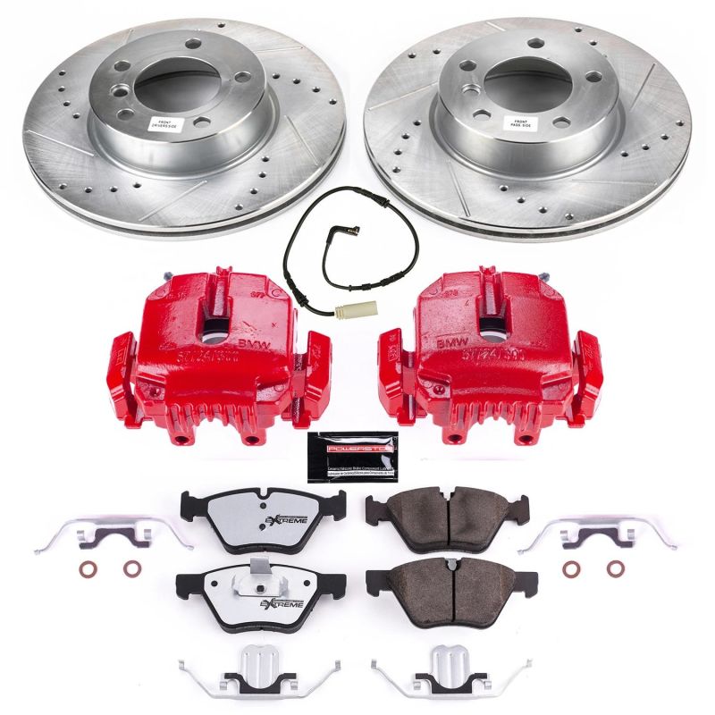 BMW 3 Series Brake Kit - Front - PowerStop - Drilled & Slotted Rotors + Carbon-Fiber Ceramic Pads + Powder Coated Calipers - 2006 BMW 3 Series Brake Kit - Front - PowerStop - Drilled & Slotted Rotors + Carbon-Fiber Ceramic Pads + Powder Coated Calipers - 2006