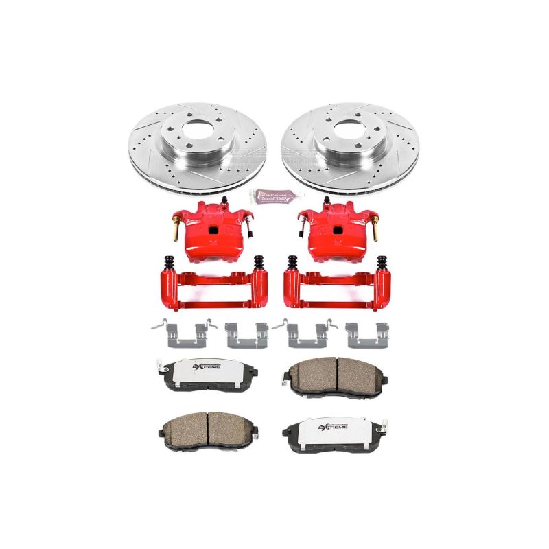 INFINITI G35 Brake Kit - Front - PowerStop - Drilled & Slotted Rotors + Carbon-Fiber Ceramic Pads + Powder Coated Calipers - `03-`05 INFINITI G35 Brake Kit - Front - PowerStop - Drilled & Slotted Rotors + Carbon-Fiber Ceramic Pads + Powder Coated Calipers - `03-`05
