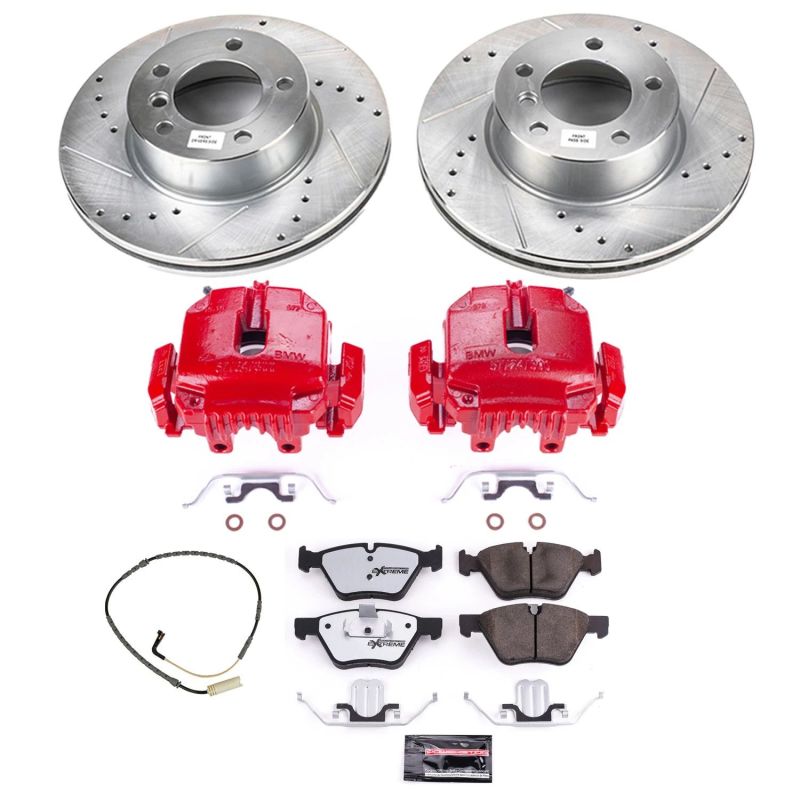 BMW 3 Series Brake Kit - Front - PowerStop - Drilled & Slotted Rotors + Carbon-Fiber Ceramic Pads + Powder Coated Calipers - 2006 BMW 3 Series Brake Kit - Front - PowerStop - Drilled & Slotted Rotors + Carbon-Fiber Ceramic Pads + Powder Coated Calipers - 2006
