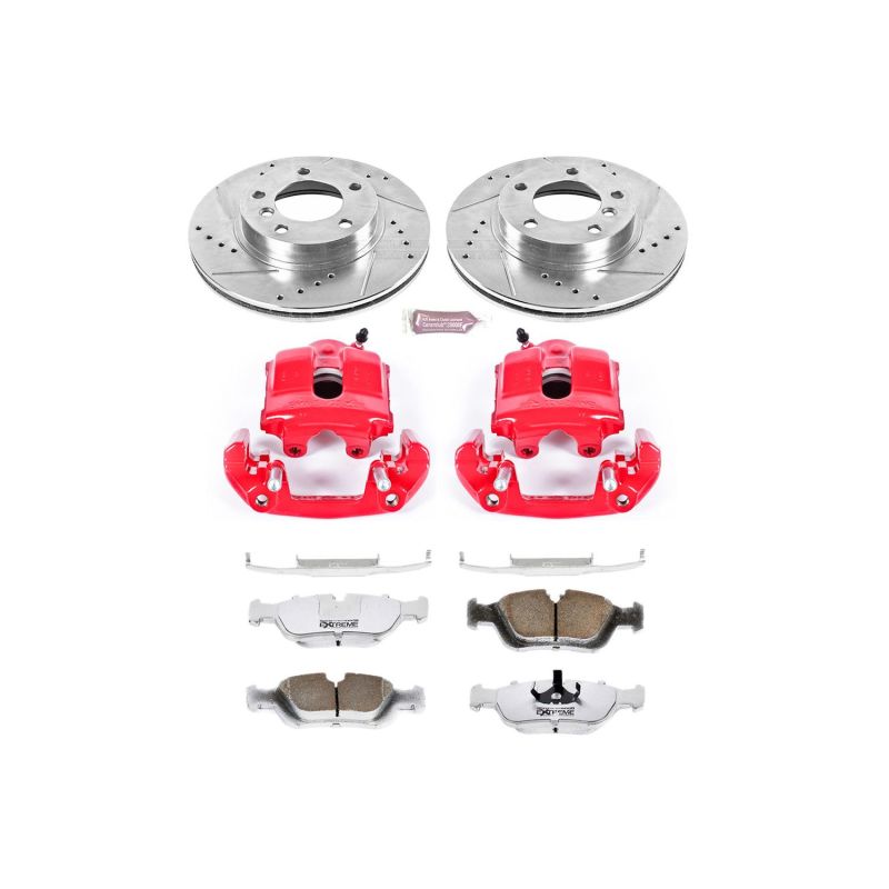 BMW 323Ci Brake Kit - Front - PowerStop - Drilled & Slotted Rotors + Carbon-Fiber Ceramic Pads + Powder Coated Calipers - Red - 2000 BMW 323Ci Brake Kit - Front - PowerStop - Drilled & Slotted Rotors + Carbon-Fiber Ceramic Pads + Powder Coated Calipers - Red - 2000