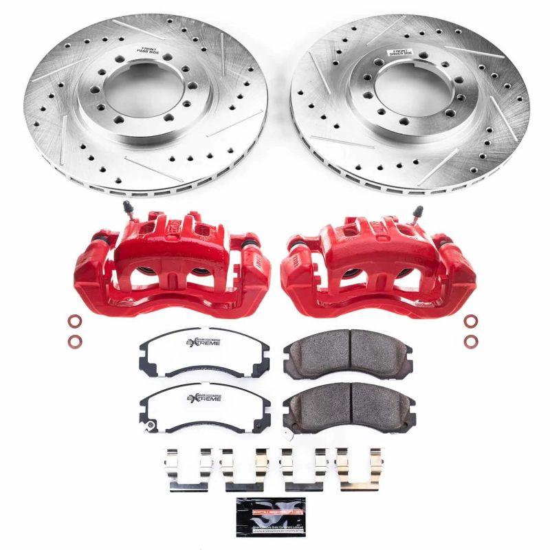 Mitsubishi Montero Brake Kit - Front - PowerStop - Drilled & Slotted Rotors + Carbon-Fiber Ceramic Pads + Powder Coated Calipers - `97-`04 Mitsubishi Montero Brake Kit - Front - PowerStop - Drilled & Slotted Rotors + Carbon-Fiber Ceramic Pads + Powder Coated Calipers - `97-`04