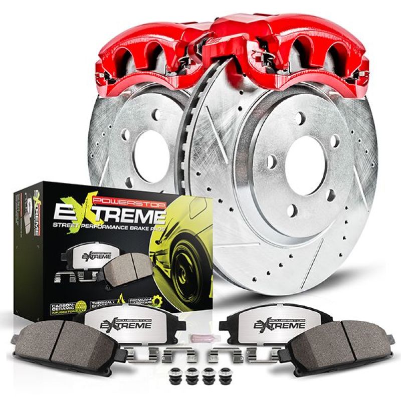 INFINITI G35 Brake Kit - Rear - PowerStop - Drilled & Slotted Rotors + Carbon-Fiber Ceramic Pads + Powder Coated Calipers - `03-`04 INFINITI G35 Brake Kit - Rear - PowerStop - Drilled & Slotted Rotors + Carbon-Fiber Ceramic Pads + Powder Coated Calipers - `03-`04