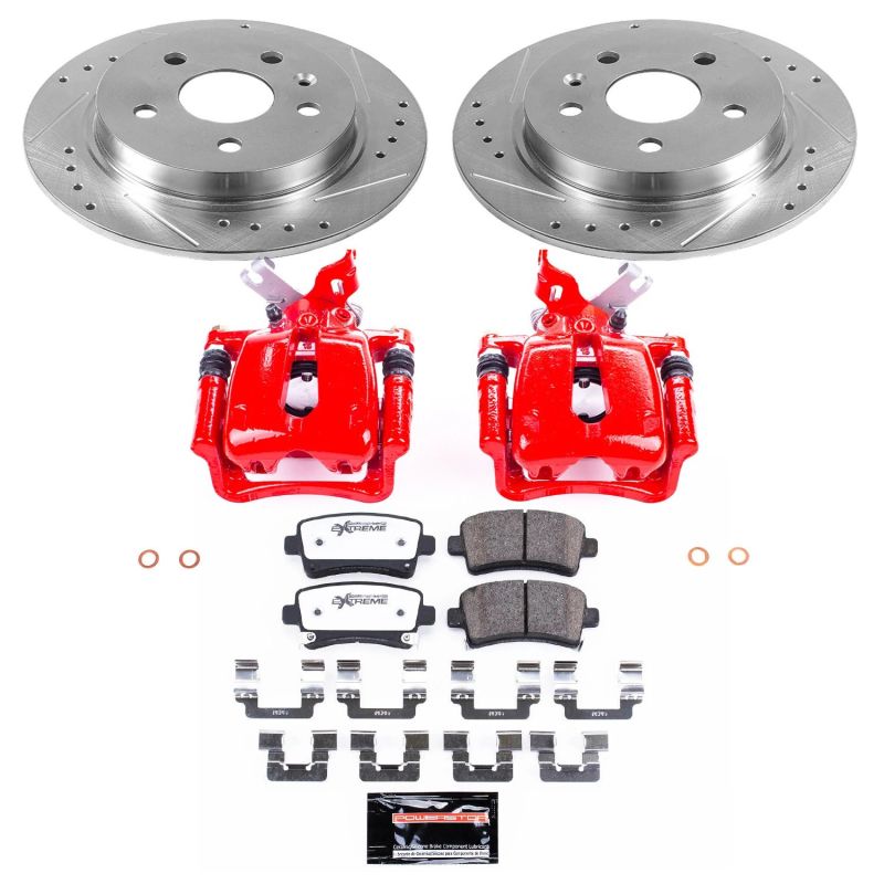Buick LaCrosse Brake Kit - Rear - PowerStop - Drilled & Slotted Rotors + Carbon-Fiber Ceramic Pads + Powder Coated Calipers - Red - `12-`16