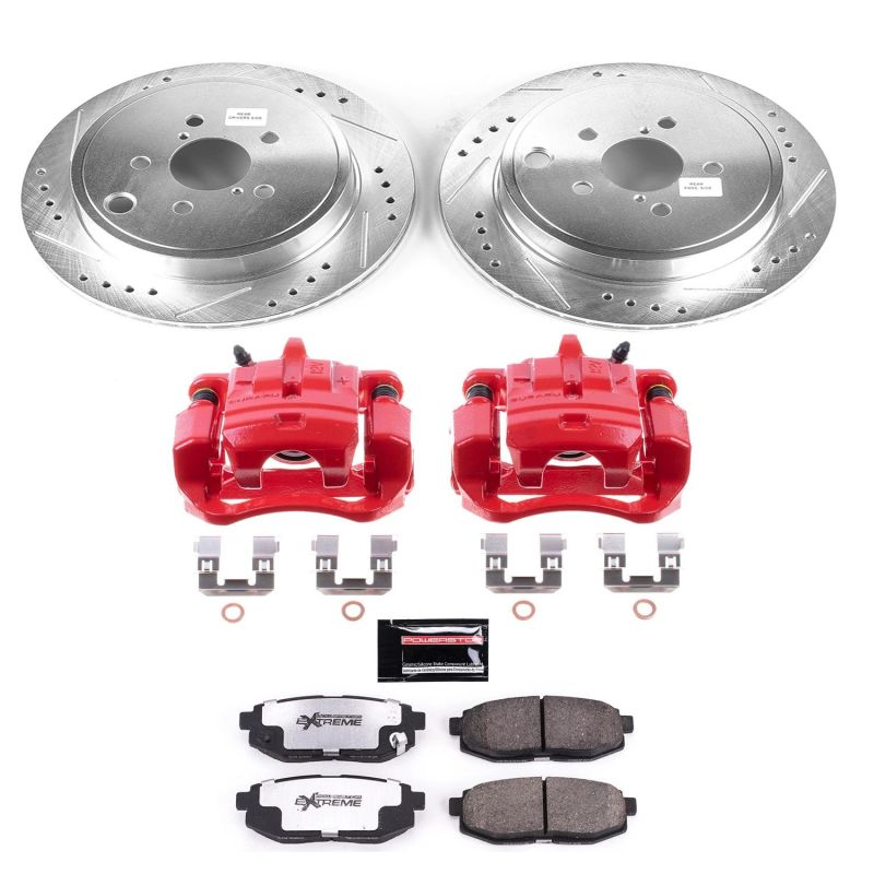 Toyota GR86 Brake Kit - Rear - PowerStop - Drilled/Slotted Rotors + Carbon-Fiber Ceramic Pads + Powder Coated Calipers - `17-`20 Toyota GR86 Brake Kit - Rear - PowerStop - Drilled/Slotted Rotors + Carbon-Fiber Ceramic Pads + Powder Coated Calipers - `17-`20