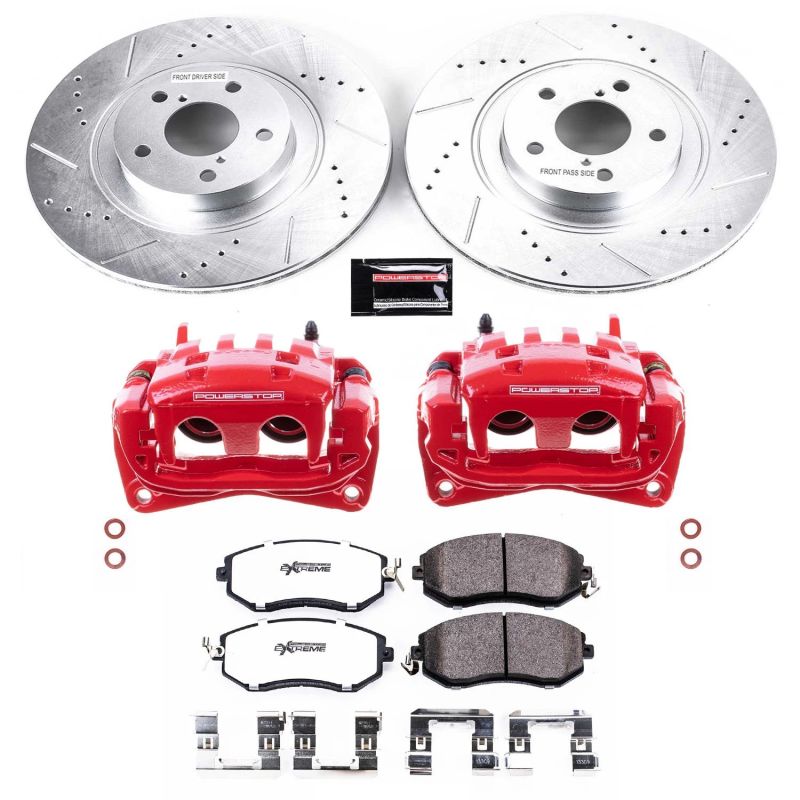 Toyota GR86 Brake Kit - Front - PowerStop - Drilled & Slotted Rotors + Carbon-Fiber Ceramic Pads + Powder Coated Calipers - `17-`20 Toyota GR86 Brake Kit - Front - PowerStop - Drilled & Slotted Rotors + Carbon-Fiber Ceramic Pads + Powder Coated Calipers - `17-`20