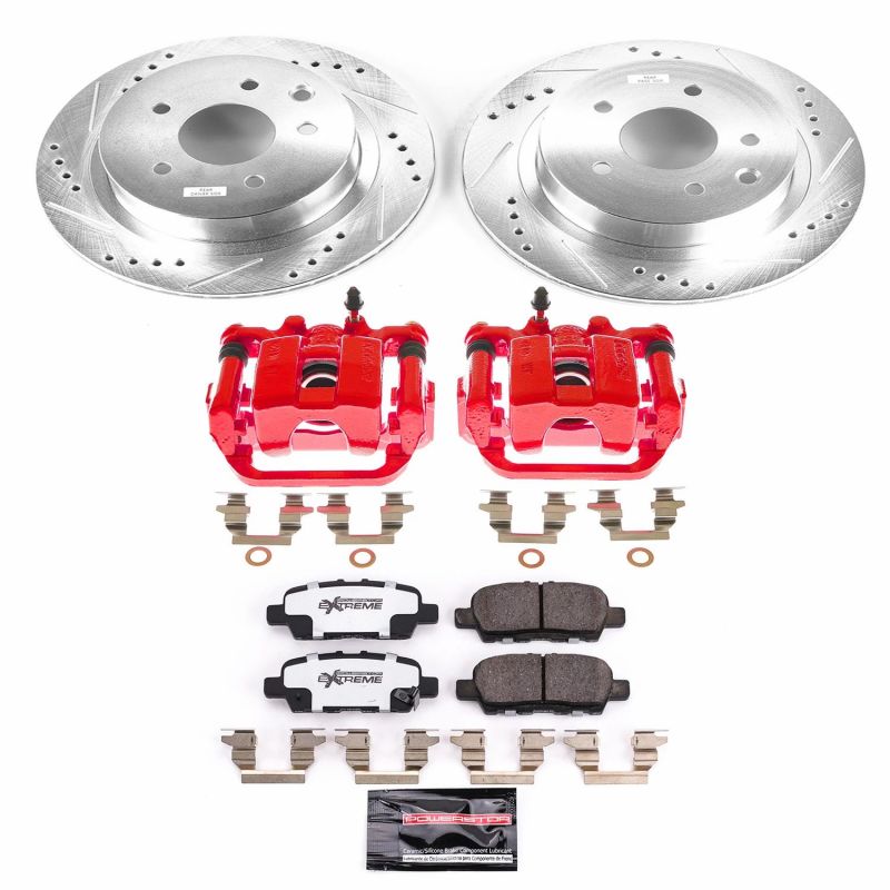 Nissan Leaf Brake Kit - Rear - PowerStop - Drilled & Slotted Rotors + Carbon-Fiber Ceramic Pads + Powder Coated Calipers - Red - `11-`19 Nissan Leaf Brake Kit - Rear - PowerStop - Drilled & Slotted Rotors + Carbon-Fiber Ceramic Pads + Powder Coated Calipers - Red - `11-`19