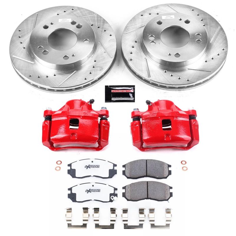 Chrysler Sebring Brake Kit - Front - PowerStop - Drilled & Slotted Rotors + Carbon-Fiber Ceramic Pads + Powder Coated Calipers - `95-`00 Chrysler Sebring Brake Kit - Front - PowerStop - Drilled & Slotted Rotors + Carbon-Fiber Ceramic Pads + Powder Coated Calipers - `95-`00